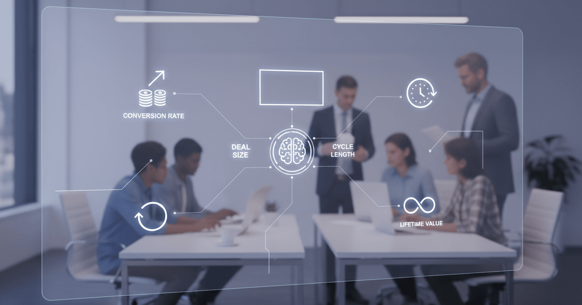 AI-generated CRM performance dashboard development showing graphs and metrics like conversion rate and deal size